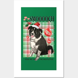 Kiss Me Under The Mistletoe Border Collie Posters and Art